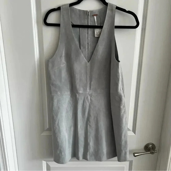 B104 NEW Free People Cow Suede Mini Dress Size XS - Picture 1 of 4